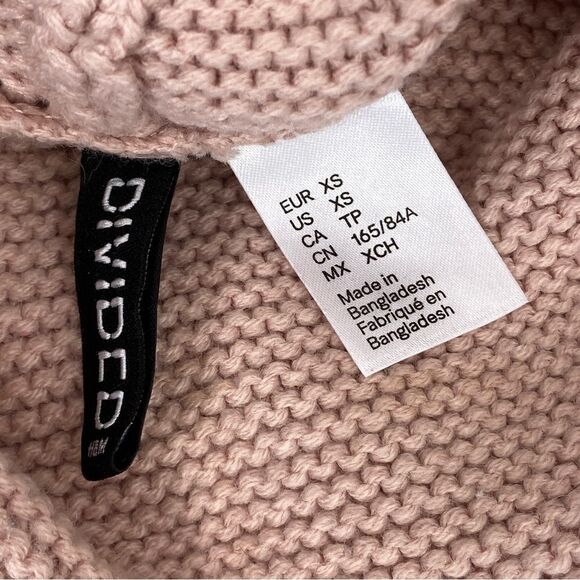 H&M Divided Cowl Neck Waffle Knit Crop Sweater Mauve Pink XS - Picture 9 of 12